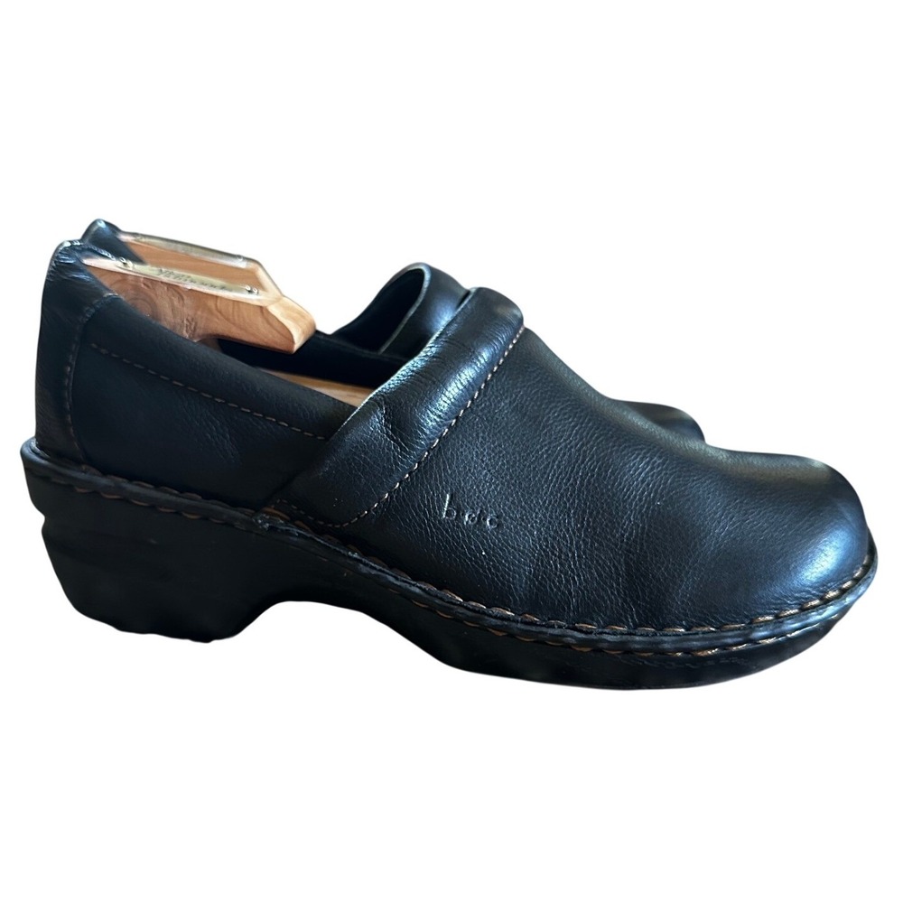 b.o.c. Born Concept Black Leather Clogs Women's 9